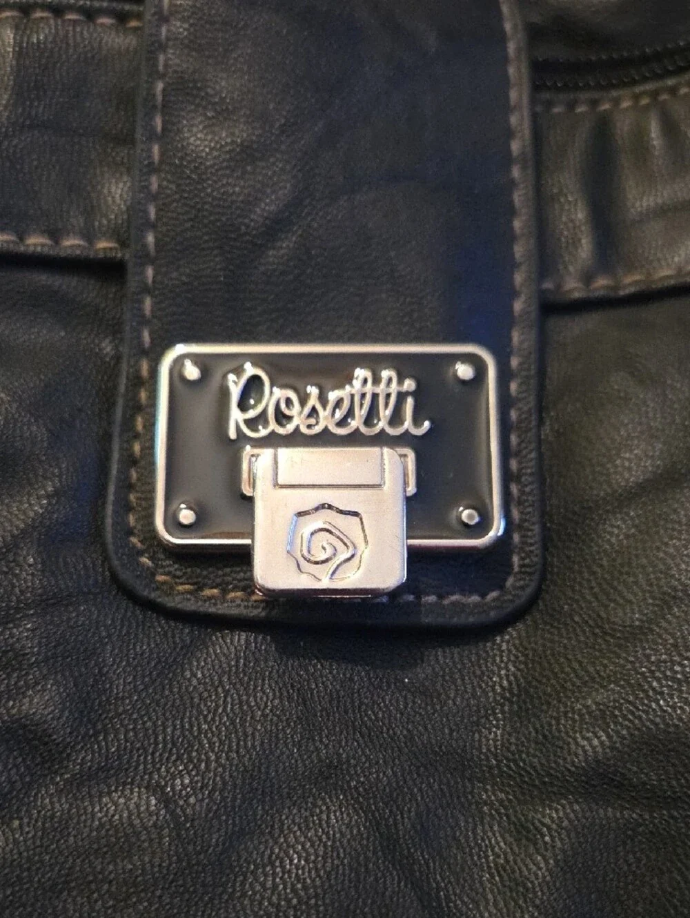 Rosetti Black Faux Leather Crossbody